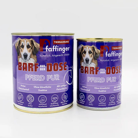 Reines Pferdefleisch als BARF-Futter für Hunde.