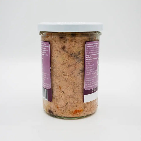 Barf Kaninchen mit Gemüse im Glas