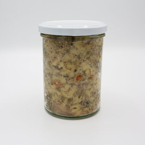 Hunde-Barf Pansen mit Karotten im Glas