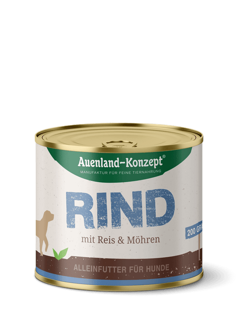 alex-manufaktur nassfutter spar paket auenland rind mit reis für hunde