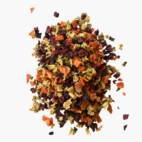 Gesunder Gemüse-Mix für Hunde – natürliche, vitaminreiche Futterergänzung für ausgewogene Hundeernährung.