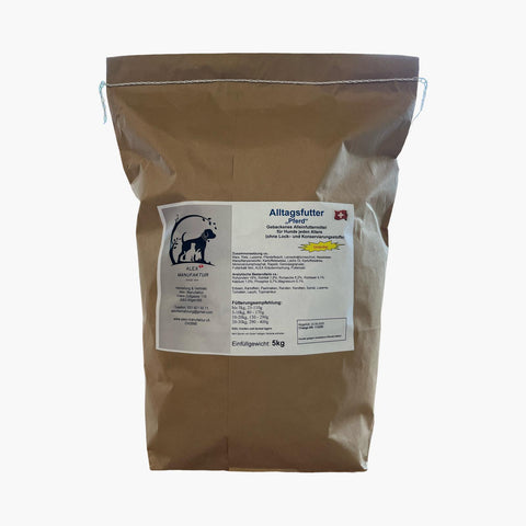 Verpackung mit 1 Stück Hundefutter Pferd,glutenfrei, ideal für empfindliche Hunde alex - manufaktur